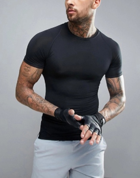 High Quality Black Compression Active Tee Manufacturer
