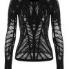 Long Sleeve Sheer Ripped Sports T-shirt